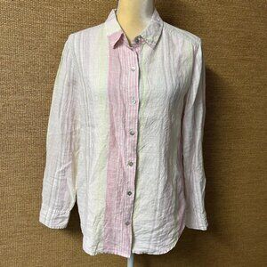 Tommy Bahama Shirt Womens Small Multicolor Stripe Linen